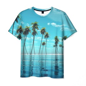 Мужская футболка 3D с принтом Фиджи в Екатеринбурге, 100% полиэфир | прямой крой, круглый вырез горловины, длина до линии бедер | архипелаг | загар | каникулы | королевство | море | остров | отдых | отпуск | пальмы | песок | рай | солнце | тихий океан | туризм | фиджи