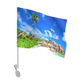 Флаг для автомобиля с принтом Сейшельские острова в Екатеринбурге, 100% полиэстер | Размер: 30*21 см | seychelles | восточная африка | индийский океан | каникулы | море | островное государство | отдых | отпуск | пальмы | песок | пляж | приключение | путешествие | рай | сейшелы | сейшельские острова | туризм