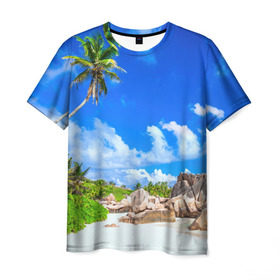 Мужская футболка 3D с принтом Сейшельские острова в Екатеринбурге, 100% полиэфир | прямой крой, круглый вырез горловины, длина до линии бедер | Тематика изображения на принте: seychelles | восточная африка | индийский океан | каникулы | море | островное государство | отдых | отпуск | пальмы | песок | пляж | приключение | путешествие | рай | сейшелы | сейшельские острова | туризм