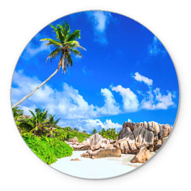 Коврик круглый с принтом Сейшельские острова в Екатеринбурге, резина и полиэстер | круглая форма, изображение наносится на всю лицевую часть | seychelles | восточная африка | индийский океан | каникулы | море | островное государство | отдых | отпуск | пальмы | песок | пляж | приключение | путешествие | рай | сейшелы | сейшельские острова | туризм