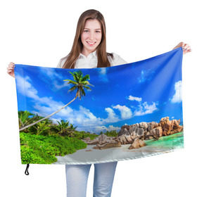 Флаг 3D с принтом Сейшельские острова в Екатеринбурге, 100% полиэстер | плотность ткани — 95 г/м2, размер — 67 х 109 см. Принт наносится с одной стороны | seychelles | восточная африка | индийский океан | каникулы | море | островное государство | отдых | отпуск | пальмы | песок | пляж | приключение | путешествие | рай | сейшелы | сейшельские острова | туризм