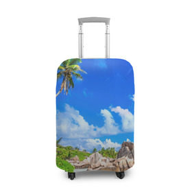 Чехол для чемодана 3D с принтом Сейшельские острова в Екатеринбурге, 86% полиэфир, 14% спандекс | двустороннее нанесение принта, прорези для ручек и колес | seychelles | восточная африка | индийский океан | каникулы | море | островное государство | отдых | отпуск | пальмы | песок | пляж | приключение | путешествие | рай | сейшелы | сейшельские острова | туризм