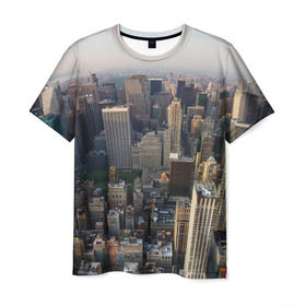 Мужская футболка 3D с принтом New York в Екатеринбурге, 100% полиэфир | прямой крой, круглый вырез горловины, длина до линии бедер | america | new york | usa | америка | высотки | мегаполис | нью йорк | столица мира | сша | штаты