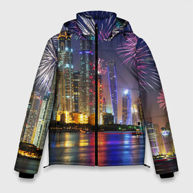 Мужская зимняя куртка 3D с принтом Салют в Дубае в Екатеринбурге, верх — 100% полиэстер; подкладка — 100% полиэстер; утеплитель — 100% полиэстер | длина ниже бедра, свободный силуэт Оверсайз. Есть воротник-стойка, отстегивающийся капюшон и ветрозащитная планка. 

Боковые карманы с листочкой на кнопках и внутренний карман на молнии. | dubai | абу даби | арабские эмираты | ближний восток | богатство | бурдж халифа | дубай | изобилие | каникулы | мегаполис | нефть | оаэ | отпуск | персидский залив | праздник | роскошь | салют