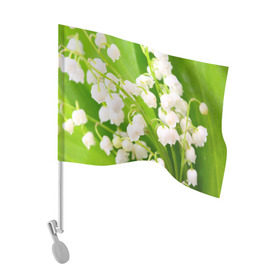Флаг для автомобиля с принтом Ландыши в Екатеринбурге, 100% полиэстер | Размер: 30*21 см | Тематика изображения на принте: весна | ландыш | цветок
