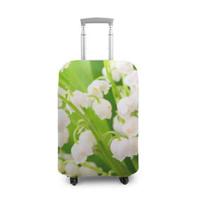 Чехол для чемодана 3D с принтом Ландыши в Екатеринбурге, 86% полиэфир, 14% спандекс | двустороннее нанесение принта, прорези для ручек и колес | весна | ландыш | цветок