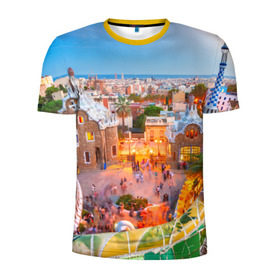 Мужская футболка 3D спортивная с принтом Barcelona в Екатеринбурге, 100% полиэстер с улучшенными характеристиками | приталенный силуэт, круглая горловина, широкие плечи, сужается к линии бедра | europe | spain | барселона | европа | ес | испания | туризм