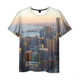 Мужская футболка 3D с принтом Нью-Йорк в Екатеринбурге, 100% полиэфир | прямой крой, круглый вырез горловины, длина до линии бедер | america | new york | usa | америка | высотки | мегаполис | нью йорк | столица мира | сша | штаты