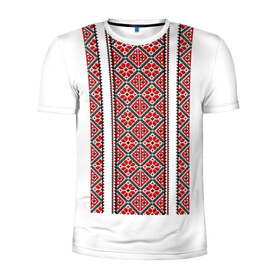 Мужская футболка 3D спортивная с принтом Вышивка 13 в Екатеринбурге, 100% полиэстер с улучшенными характеристиками | приталенный силуэт, круглая горловина, широкие плечи, сужается к линии бедра | ukraine | вышивка | украина