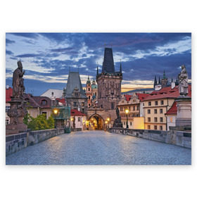 Поздравительная открытка с принтом Прага в Екатеринбурге, 100% бумага | плотность бумаги 280 г/м2, матовая, на обратной стороне линовка и место для марки
 | czech republic | europe | prague | европа | ес | каникулы | мосты | отпуск | прага | туризм | хоккей | чехия
