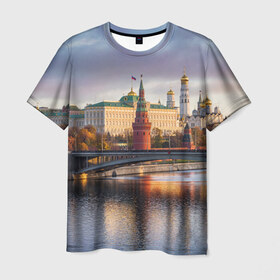 Мужская футболка 3D с принтом Россия в Екатеринбурге, 100% полиэфир | прямой крой, круглый вырез горловины, длина до линии бедер | moscow | кремль | москва | столица