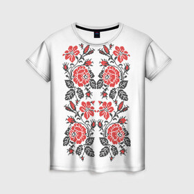 Женская футболка 3D с принтом Вышивка 21 в Екатеринбурге, 100% полиэфир ( синтетическое хлопкоподобное полотно) | прямой крой, круглый вырез горловины, длина до линии бедер | Тематика изображения на принте: 