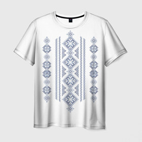 Мужская футболка 3D с принтом Вышивка 24 в Екатеринбурге, 100% полиэфир | прямой крой, круглый вырез горловины, длина до линии бедер | Тематика изображения на принте: ukraine | вышивка | украина
