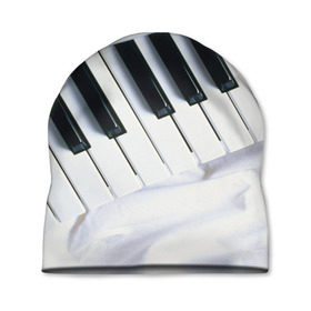 Шапка 3D с принтом Клавиши в Екатеринбурге, 100% полиэстер | универсальный размер, печать по всей поверхности изделия | белая | клавиши | музыка | пианино | черная