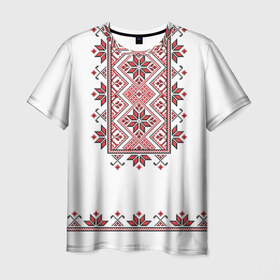 Мужская футболка 3D с принтом Вышивка 41 в Екатеринбурге, 100% полиэфир | прямой крой, круглый вырез горловины, длина до линии бедер | Тематика изображения на принте: belarus | беларусь | вышивка