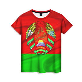 Женская футболка 3D с принтом Беларусь в Екатеринбурге, 100% полиэфир ( синтетическое хлопкоподобное полотно) | прямой крой, круглый вырез горловины, длина до линии бедер | belarus | беларусь
