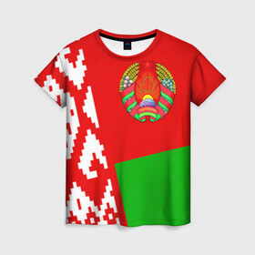Женская футболка 3D с принтом Беларусь 2 в Екатеринбурге, 100% полиэфир ( синтетическое хлопкоподобное полотно) | прямой крой, круглый вырез горловины, длина до линии бедер | belarus | беларусь