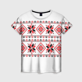 Женская футболка 3D с принтом Вышивка 47 в Екатеринбурге, 100% полиэфир ( синтетическое хлопкоподобное полотно) | прямой крой, круглый вырез горловины, длина до линии бедер | belarus | беларусь | вышивка