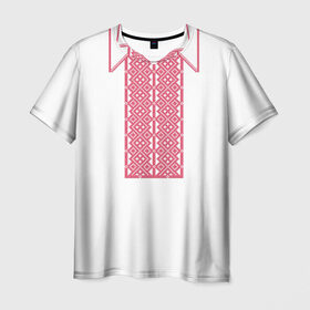 Мужская футболка 3D с принтом Вышивка 55 в Екатеринбурге, 100% полиэфир | прямой крой, круглый вырез горловины, длина до линии бедер | belarus | беларусь | вышивка