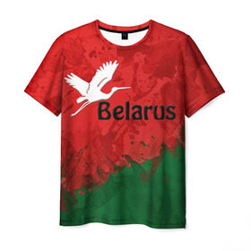Мужская футболка 3D с принтом Belarus 2 в Екатеринбурге, 100% полиэфир | прямой крой, круглый вырез горловины, длина до линии бедер | Тематика изображения на принте: belarus | беларусь