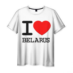 Мужская футболка 3D с принтом Люблю Беларусь 3 в Екатеринбурге, 100% полиэфир | прямой крой, круглый вырез горловины, длина до линии бедер | belarus | love | беларусь | люблю