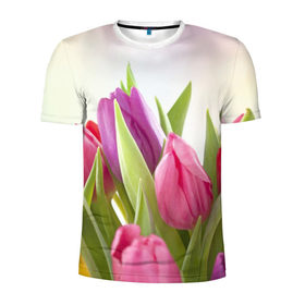 Мужская футболка 3D спортивная с принтом Тюльпаны в Екатеринбурге, 100% полиэстер с улучшенными характеристиками | приталенный силуэт, круглая горловина, широкие плечи, сужается к линии бедра | 8 марта | аромат | букет | вазон | великолепие | дача | девушки | женщины | краски | красота | куст | лужайка | милые цветы | огород | палитра | прелесть | радуга | растение | тюльпаны