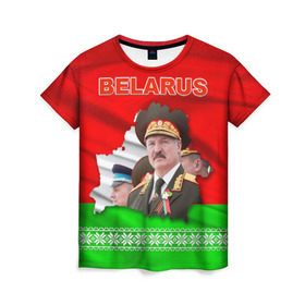 Женская футболка 3D с принтом Belarus 18 в Екатеринбурге, 100% полиэфир ( синтетическое хлопкоподобное полотно) | прямой крой, круглый вырез горловины, длина до линии бедер | belarus | беларусь | лукашенко | президент