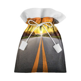 Подарочный 3D мешок с принтом Дорога в закат в Екатеринбурге, 100% полиэстер | Размер: 29*39 см | автобус | автостоп | будущее | движение | дорога | закат | заря | маршрут | машина | мотоцикл | небо | приключения | природа | путь | рассвет | солнце | трасса | шоссе