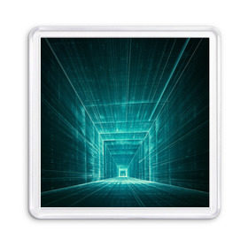 Магнит 55*55 с принтом Цифровой тоннель в Екатеринбурге, Пластик | Размер: 65*65 мм; Размер печати: 55*55 мм | глубины сознания | интернет | коридор | матрица | оптическая иллюзия | секрет | сеть | тайна | тоннель
