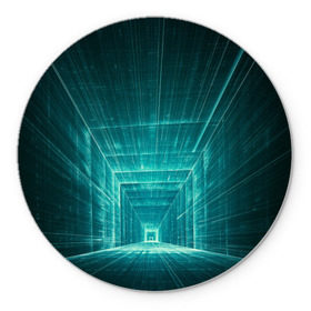 Коврик круглый с принтом Цифровой тоннель в Екатеринбурге, резина и полиэстер | круглая форма, изображение наносится на всю лицевую часть | глубины сознания | интернет | коридор | матрица | оптическая иллюзия | секрет | сеть | тайна | тоннель