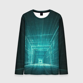 Мужской лонгслив 3D с принтом Цифровой тоннель в Екатеринбурге, 100% полиэстер | длинные рукава, круглый вырез горловины, полуприлегающий силуэт | глубины сознания | интернет | коридор | матрица | оптическая иллюзия | секрет | сеть | тайна | тоннель