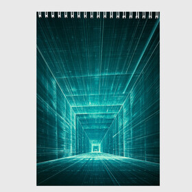 Скетчбук с принтом Цифровой тоннель в Екатеринбурге, 100% бумага
 | 48 листов, плотность листов — 100 г/м2, плотность картонной обложки — 250 г/м2. Листы скреплены сверху удобной пружинной спиралью | глубины сознания | интернет | коридор | матрица | оптическая иллюзия | секрет | сеть | тайна | тоннель