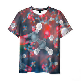 Мужская футболка 3D с принтом Малекула в Екатеринбурге, 100% полиэфир | прямой крой, круглый вырез горловины, длина до линии бедер | вирус | клетка | макро | медицина | молекула