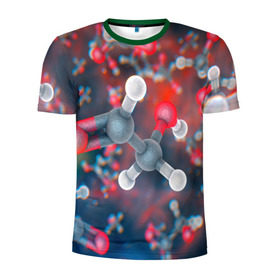 Мужская футболка 3D спортивная с принтом Малекула в Екатеринбурге, 100% полиэстер с улучшенными характеристиками | приталенный силуэт, круглая горловина, широкие плечи, сужается к линии бедра | вирус | клетка | макро | медицина | молекула