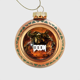 Стеклянный ёлочный шар с принтом Doom 4 Hell Cyberdemon в Екатеринбурге, Стекло | Диаметр: 80 мм | cyberdemon | demon | doom | hell | дум