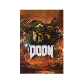 Обложка для паспорта матовая кожа с принтом Doom 4 Hell Cyberdemon в Екатеринбурге, натуральная матовая кожа | размер 19,3 х 13,7 см; прозрачные пластиковые крепления | Тематика изображения на принте: cyberdemon | demon | doom | hell | дум