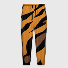 Мужские брюки 3D с принтом Шерсть тигра в Екатеринбурге, 100% полиэстер | манжеты по низу, эластичный пояс регулируется шнурком, по бокам два кармана без застежек, внутренняя часть кармана из мелкой сетки | оранжевый | текстура | тигр