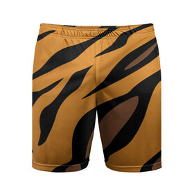 Мужские шорты 3D спортивные с принтом Шерсть тигра в Екатеринбурге,  |  | оранжевый | текстура | тигр