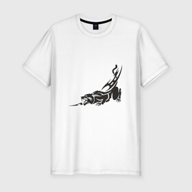 Мужская футболка премиум с принтом Рысь в Екатеринбурге, 92% хлопок, 8% лайкра | приталенный силуэт, круглый вырез ворота, длина до линии бедра, короткий рукав | дикая кошка | клыки | когти | цвета