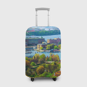 Чехол для чемодана 3D с принтом Швеция в Екатеринбурге, 86% полиэфир, 14% спандекс | двустороннее нанесение принта, прорези для ручек и колес | europe | stockholm | sweden | европа | ес | каникулы | отпуск | стокгольм | туризм | швеция