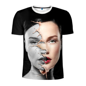 Мужская футболка 3D спортивная с принтом Сюрреализм 3 в Екатеринбурге, 100% полиэстер с улучшенными характеристиками | приталенный силуэт, круглая горловина, широкие плечи, сужается к линии бедра | девушка | сюрреализм
