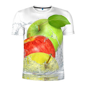 Мужская футболка 3D спортивная с принтом Яблоки в Екатеринбурге, 100% полиэстер с улучшенными характеристиками | приталенный силуэт, круглая горловина, широкие плечи, сужается к линии бедра | фрукты | яблоки