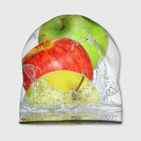 Шапка 3D с принтом Яблоки в Екатеринбурге, 100% полиэстер | универсальный размер, печать по всей поверхности изделия | фрукты | яблоки