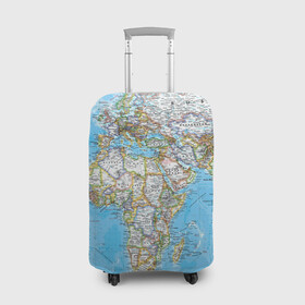 Чехол для чемодана 3D с принтом Карта 2 в Екатеринбурге, 86% полиэфир, 14% спандекс | двустороннее нанесение принта, прорези для ручек и колес | map | world | карта | мир