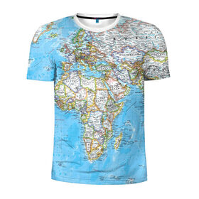 Мужская футболка 3D спортивная с принтом Карта 2 в Екатеринбурге, 100% полиэстер с улучшенными характеристиками | приталенный силуэт, круглая горловина, широкие плечи, сужается к линии бедра | map | world | карта | мир