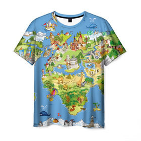 Мужская футболка 3D с принтом Карта 7 в Екатеринбурге, 100% полиэфир | прямой крой, круглый вырез горловины, длина до линии бедер | map | world | карта | мир