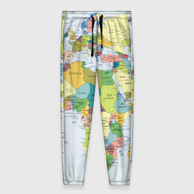 Женские брюки 3D с принтом Карта 9 в Екатеринбурге, полиэстер 100% | прямой крой, два кармана без застежек по бокам, с мягкой трикотажной резинкой на поясе и по низу штанин. В поясе для дополнительного комфорта — широкие завязки | map | world | карта | мир