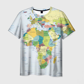 Мужская футболка 3D с принтом Карта 9 в Екатеринбурге, 100% полиэфир | прямой крой, круглый вырез горловины, длина до линии бедер | map | world | карта | мир
