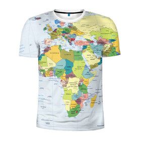 Мужская футболка 3D спортивная с принтом Карта 9 в Екатеринбурге, 100% полиэстер с улучшенными характеристиками | приталенный силуэт, круглая горловина, широкие плечи, сужается к линии бедра | map | world | карта | мир