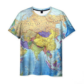 Мужская футболка 3D с принтом Карта 10 в Екатеринбурге, 100% полиэфир | прямой крой, круглый вырез горловины, длина до линии бедер | map | world | карта | мир